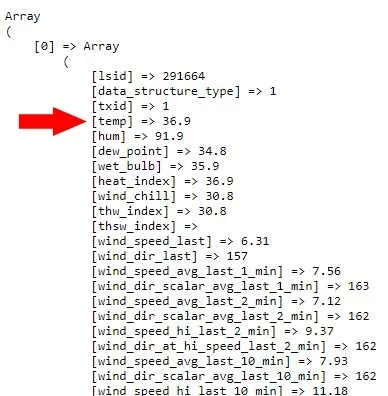JSON-Ausgabe der Wetterstation